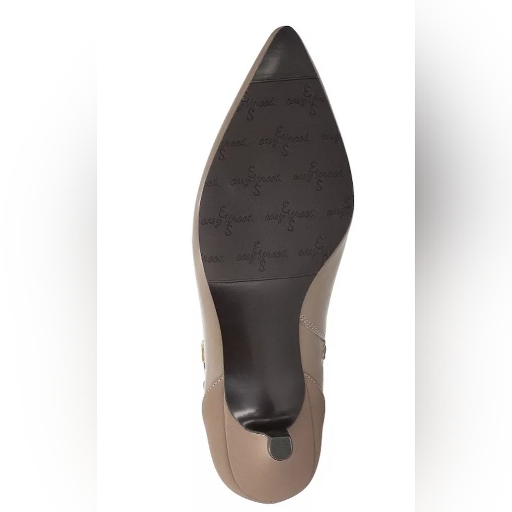 Easy Street Taupe Pointed Toe Ankle Boot with Gold Chain Accent 8.5 Chic New Y2K - Picture 5 of 7